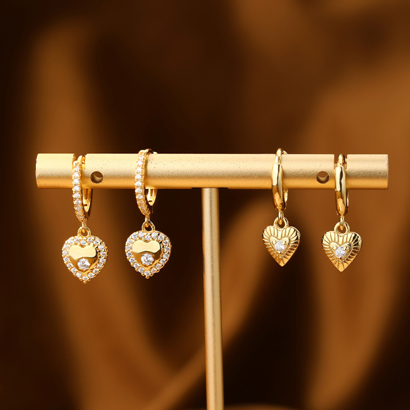 S925 Sterling Silver Heart-Shaped Zircon Earrings