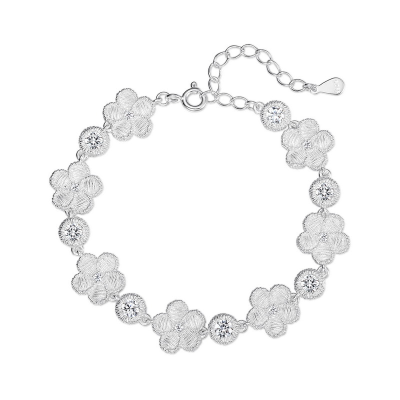 S925 Sterling Silver Plum Blossom Zircon Inlaid Bracelet