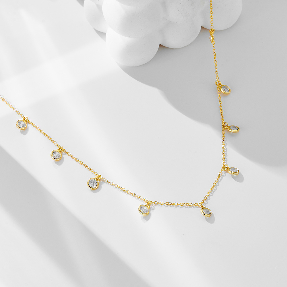 S925 Sterling Silver Starry Dot Zircon Pendant Necklace