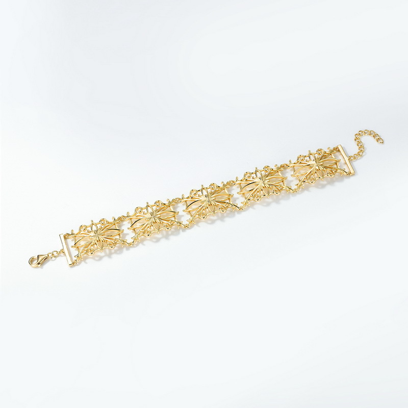 S925 Sterling Silver Gold-Plated Exaggerated Openwork Filigree Bangle