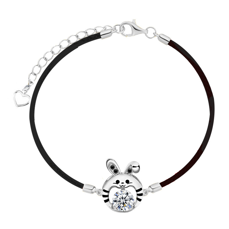 925 Sterling Silver Moissanite Rabbit Couple Bracelet