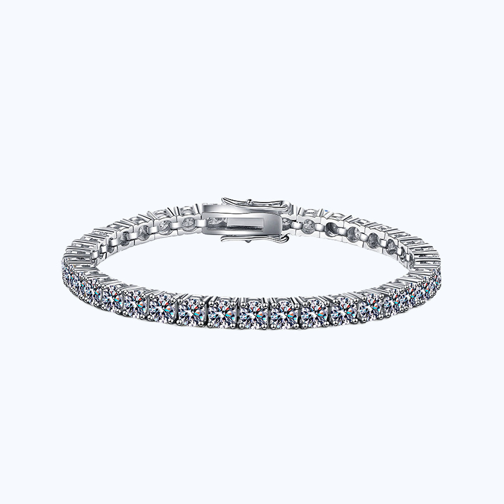 S925 Sterling Silver Bracelet Fully Set with Moissanite