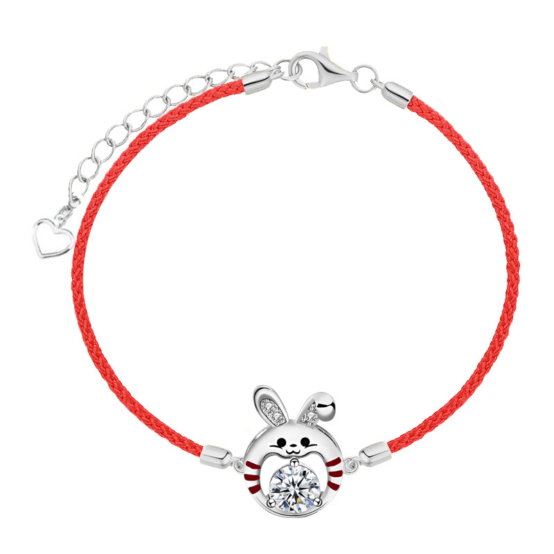 925 Sterling Silver Moissanite Rabbit Couple Bracelet