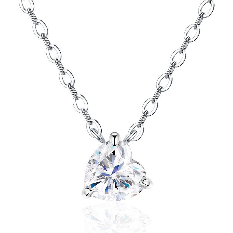 S925 Silver Heart-Shaped Moissanite Pendant Necklace