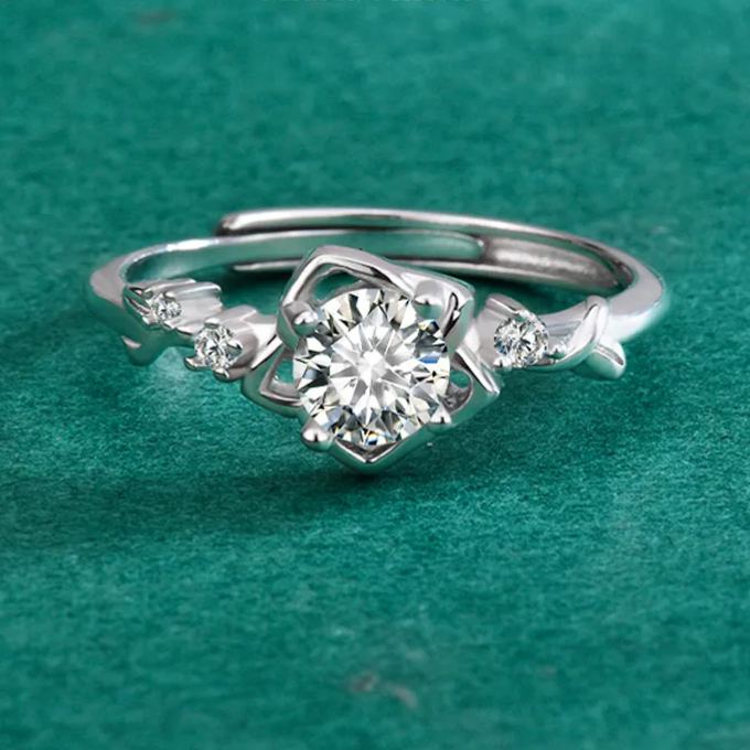 S925 Sterling Silver Moissanite Asterism Guard Ring