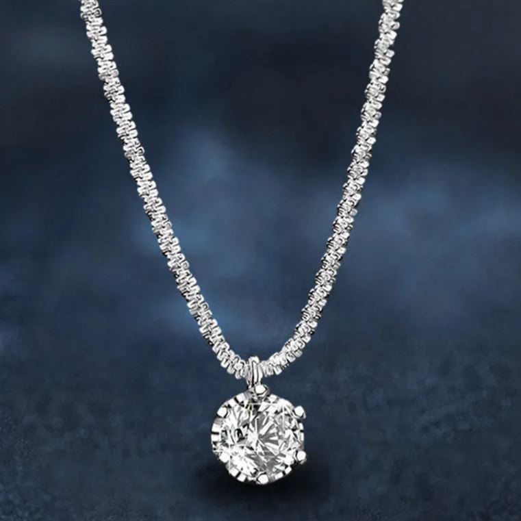 S925 Sterling Silver Moissanite Crown Six-Claw Necklace