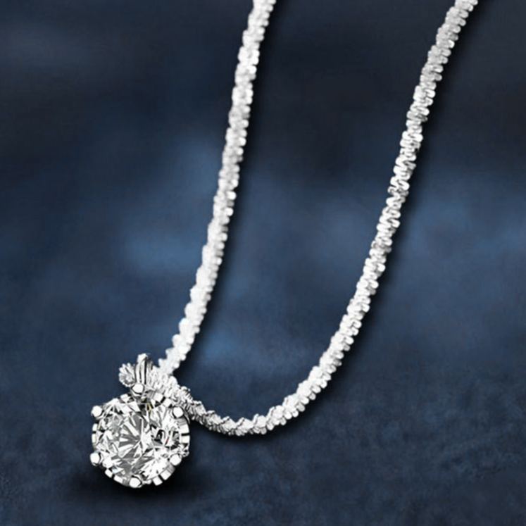 S925 Sterling Silver Moissanite Crown Six-Claw Necklace