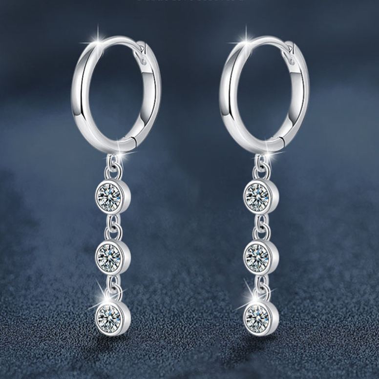Moissanite Tassel Earrings – 925 Sterling Silver