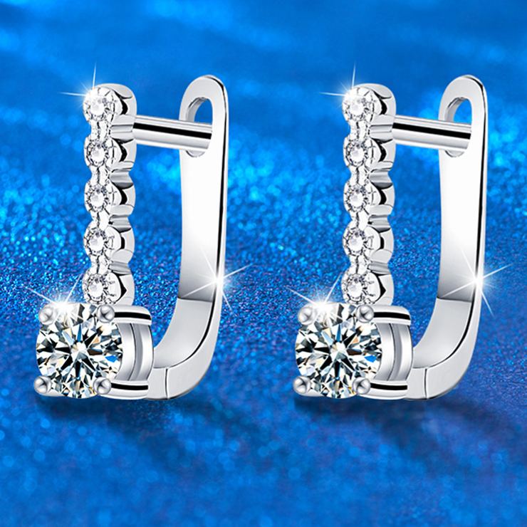 Classic U-Shaped Moissanite Earrings — 925 Sterling Silver