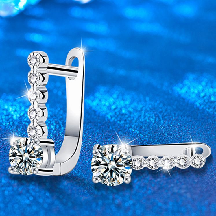 Classic U-Shaped Moissanite Earrings — 925 Sterling Silver