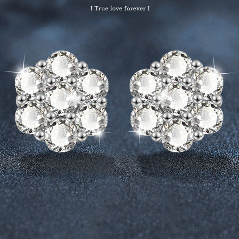 Moissanite Stud Earrings — 925 Sterling Silver, Premium & Minimalist Style, Elegant Petal and Snowflake Design