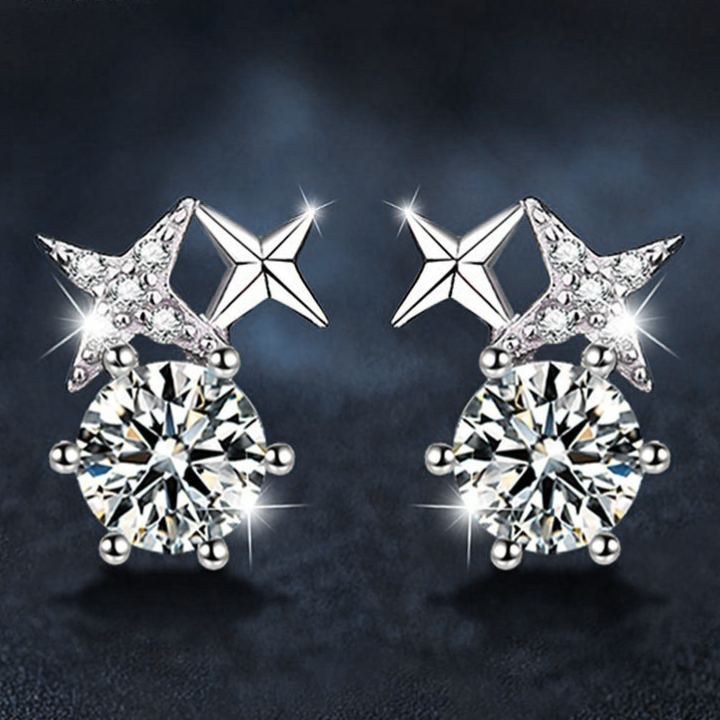 925 Sterling Silver Eight-Pointed Star Stud Earrings — Premium, Light Luxury, and Niche Moissanite Jewelry