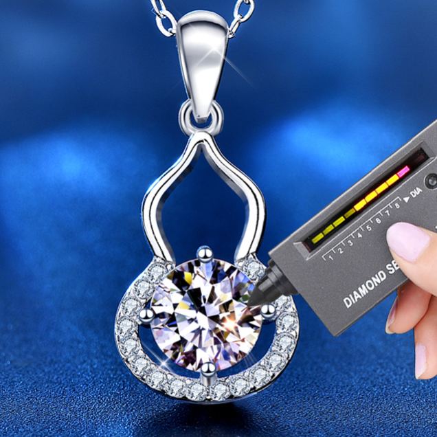 S925 Sterling Silver Moissanite Calabash Pendent Necklace