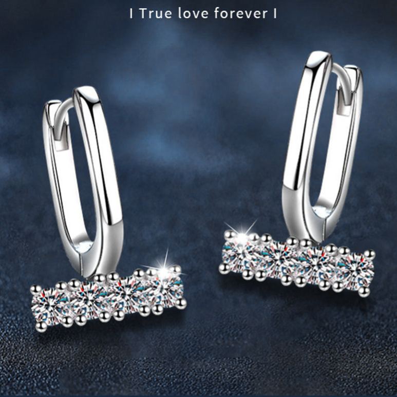 Moissanite & 925 Sterling Silver Stud Earrings — Unique U-Shaped Design