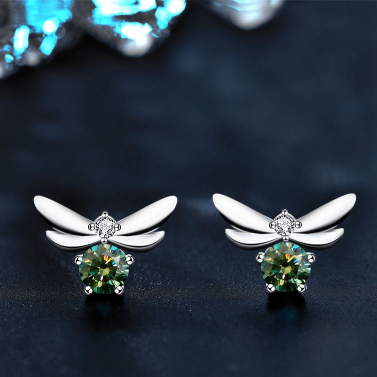 Personality creative Burt's Bee 925 sterling silver Mosan diamond earrings
