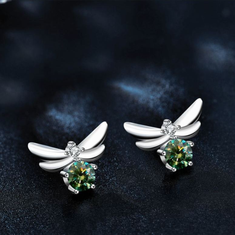 Personality creative Burt's Bee 925 sterling silver Mosan diamond earrings