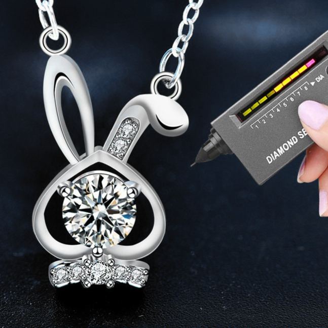 S925 Sterling Silver Moissanite Rabbit Necklace