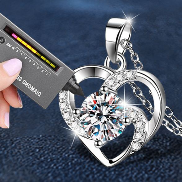 S925 Sterling Silver Moissanite Pendant Heart of Eternity Necklace