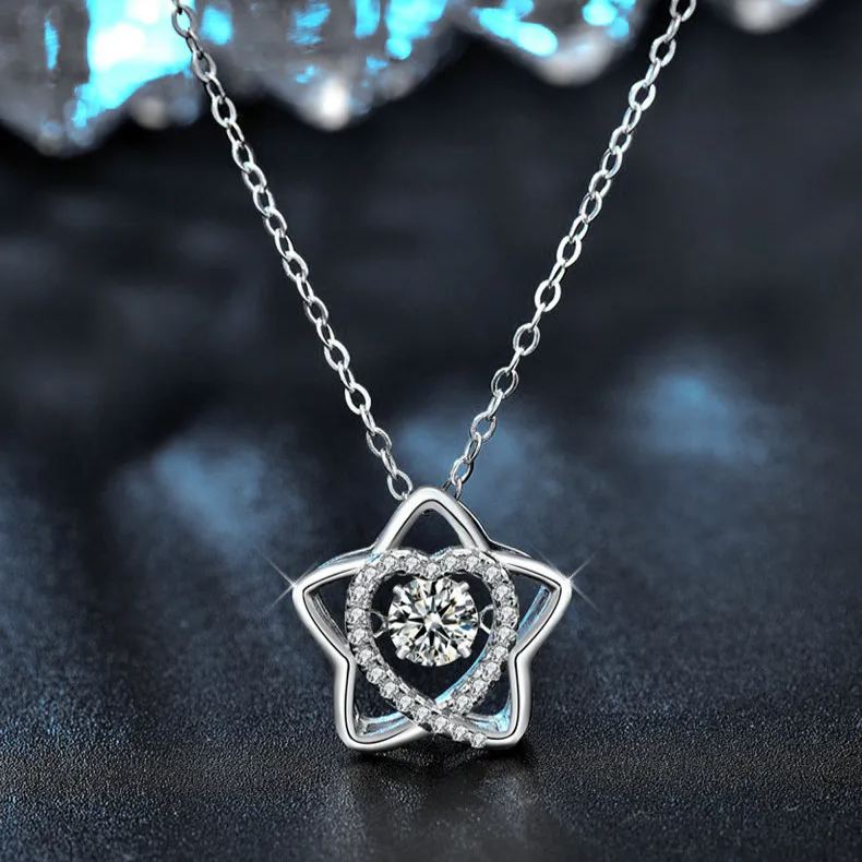 S925 Sterling Silver Moissanite Five-Pointed Star Pendant Necklace