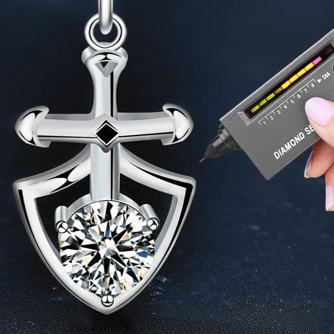 S925 Sterling Silver Moissanite Princess and Knight Pair of Personality Shield Crown Clavicle Pendant Couple Necklace