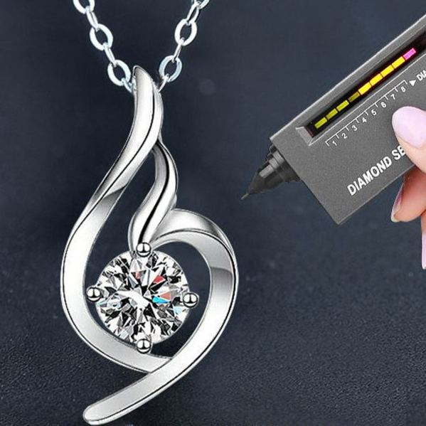 S925 Sterling Silver Moissanite Angel Pendant Necklace