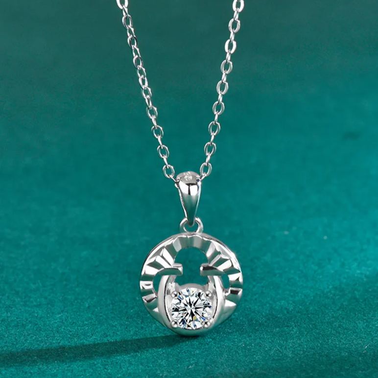 S925 Sterling Silver Moissanite Horse Hoof Pendant Necklace