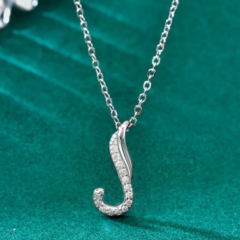 S925 Sterling Silver Moissanite Hook Pendant Necklace
