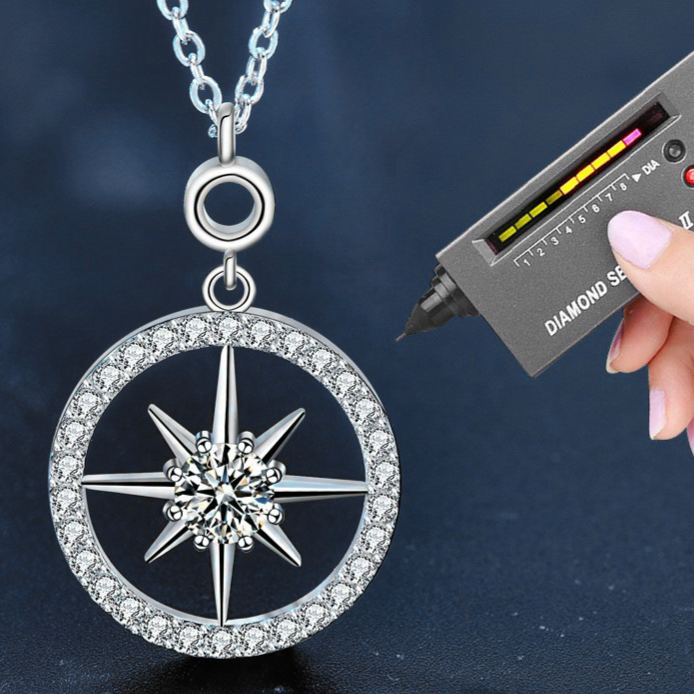 S925 Sterling Silver Moissanite Eight Awn Star Pendant Necklace