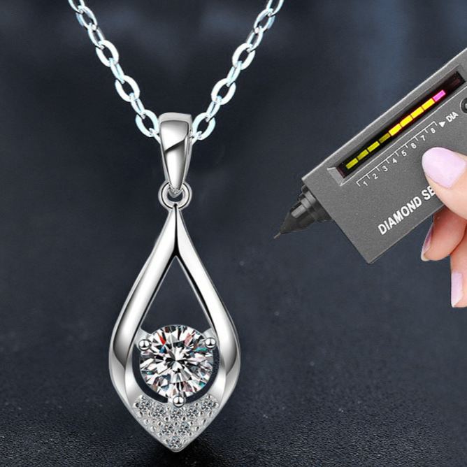 S925 Sterling Silver Moissanite Water Drop Pendant Necklace