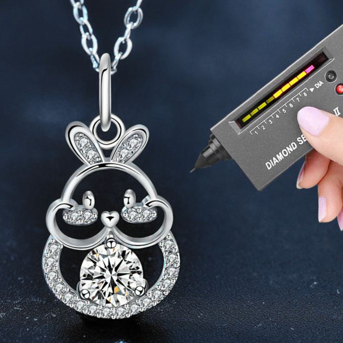S925 Sterling Silver Moissanite Lucky Rabbit Pendant Necklace