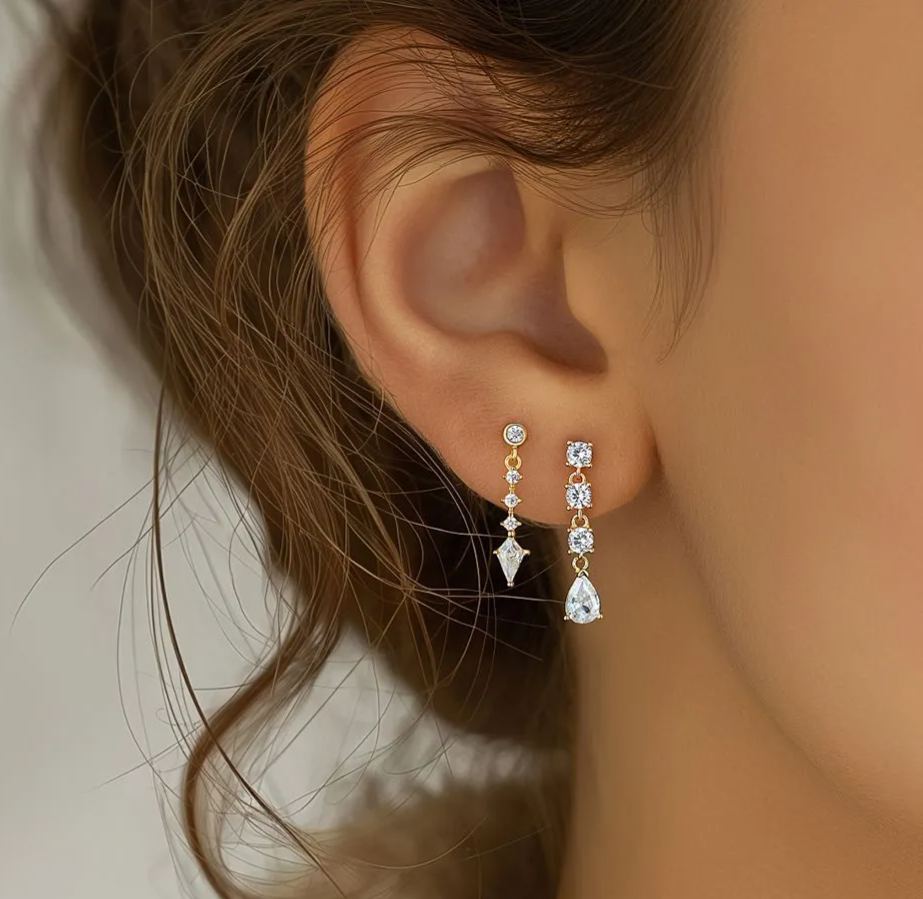 S925 Sterling Silver Tassel and Zircon Stud Earrings