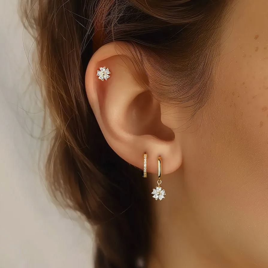 S925 Sterling Silver Earrings Set with Zirconia