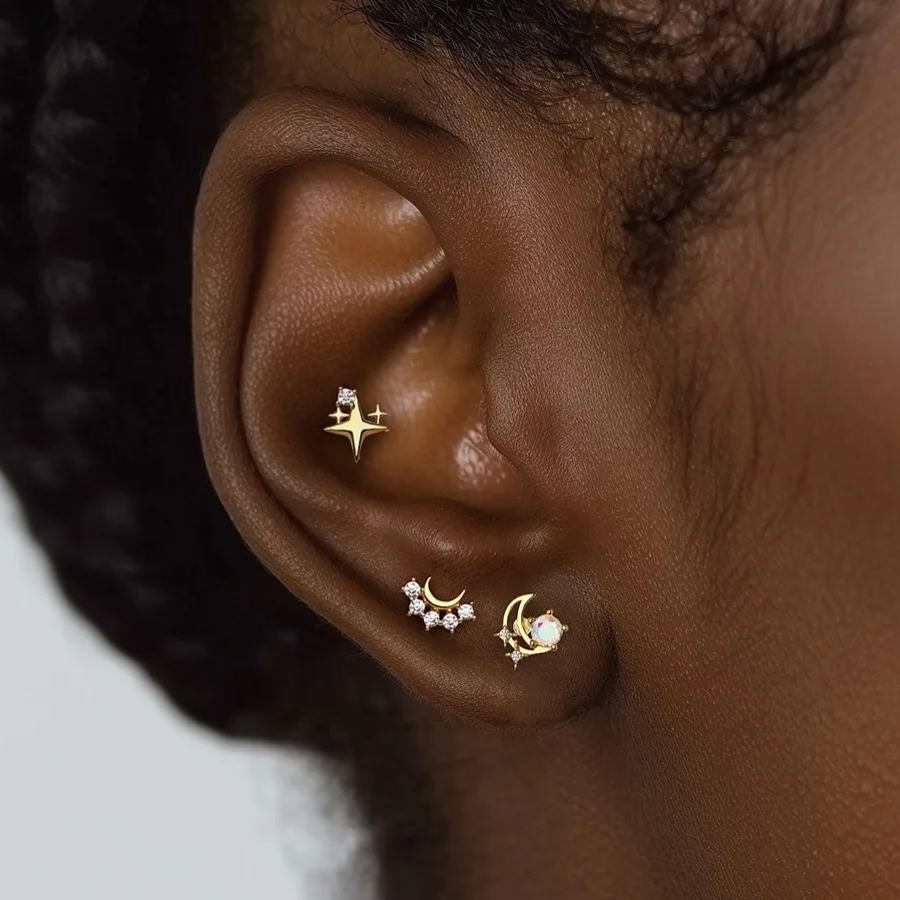 S925 Sterling Silver Zircon Round-Stud Earrings