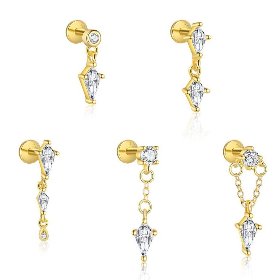 S925 sterling silver stud earrings with cubic zirconia