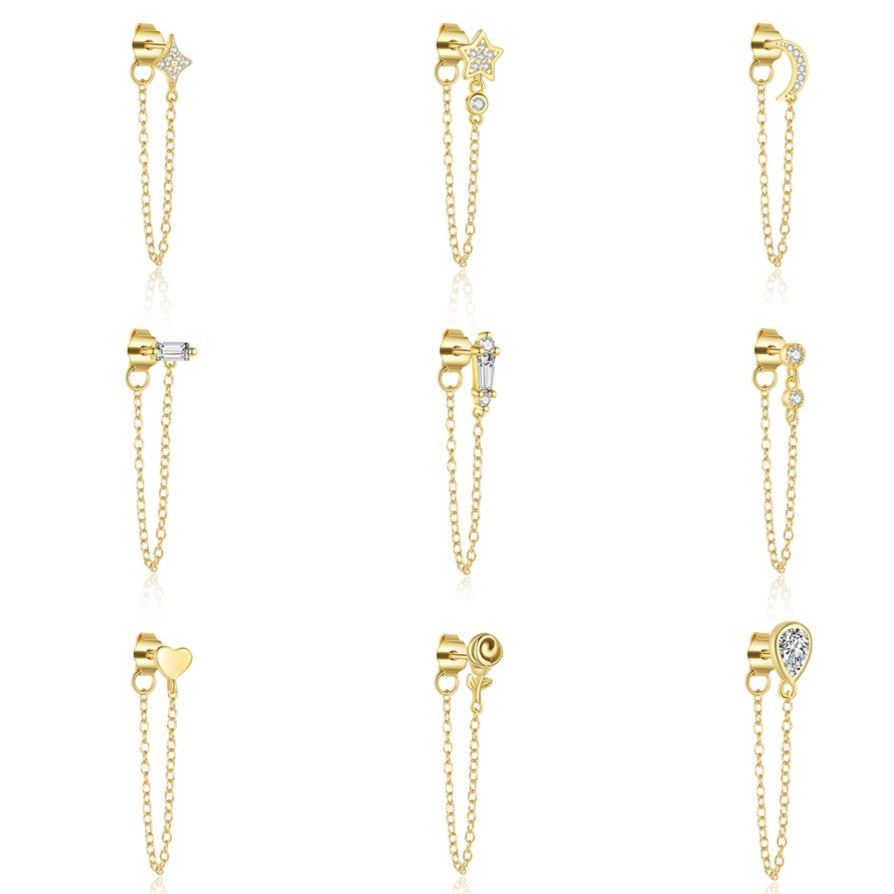 S925 sterling silver stud earrings with cubic zirconia