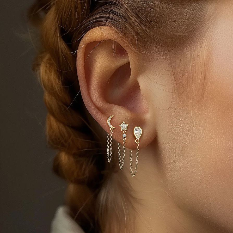 S925 sterling silver stud earrings with cubic zirconia