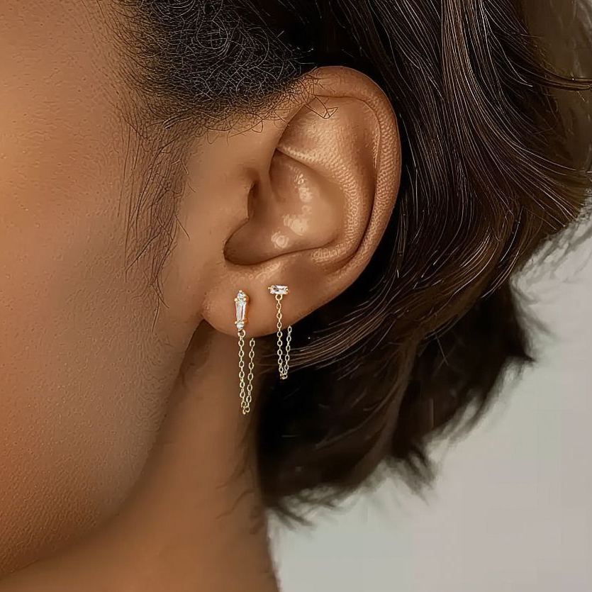 S925 sterling silver stud earrings with cubic zirconia