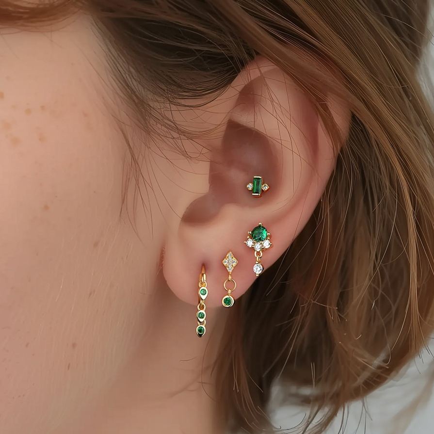 S925 Sterling Silver Zircon Stud Earrings