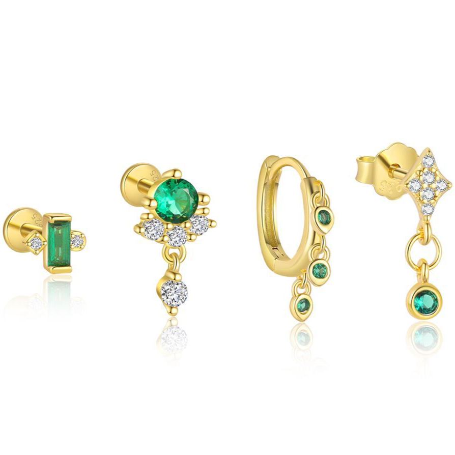 S925 Sterling Silver Zircon Stud Earrings
