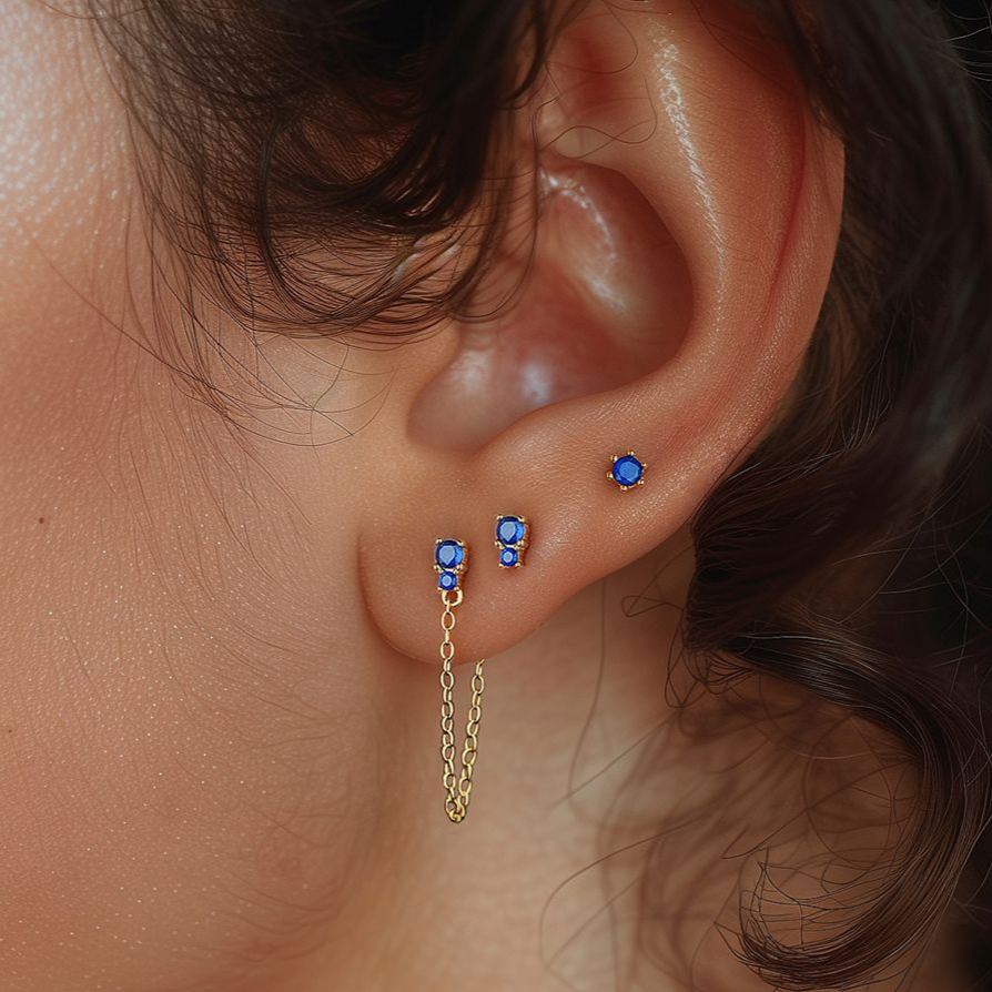 S925 Sterling Silver Stud Earrings with Colorful Zirconia