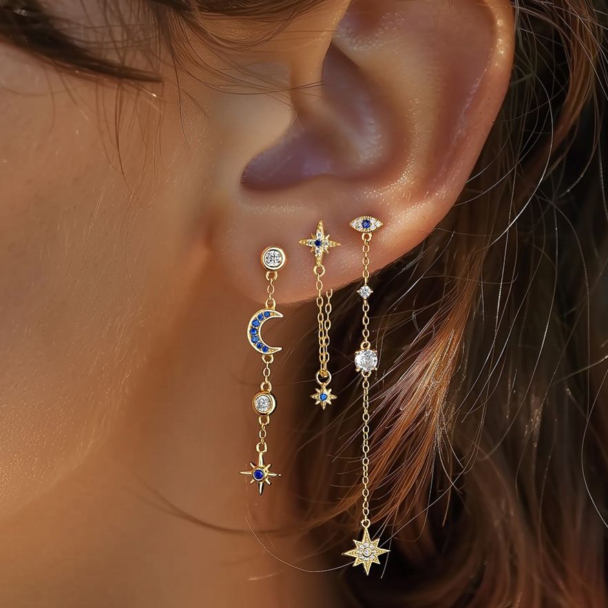 S925 sterling silver stud earrings with cubic zirconia