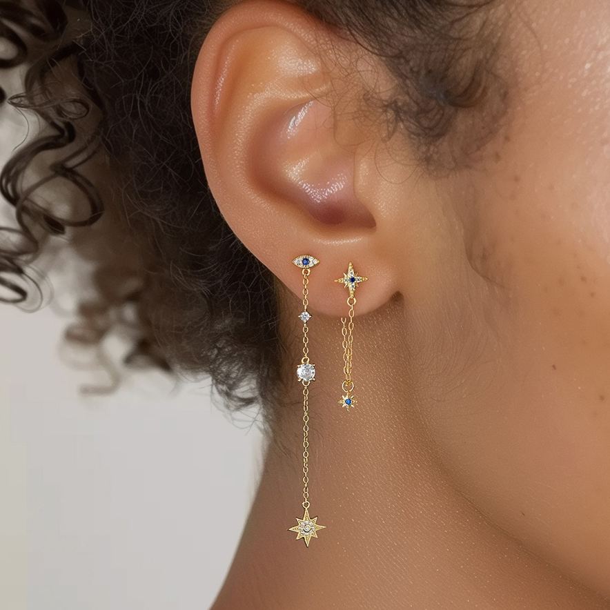 S925 sterling silver stud earrings with cubic zirconia