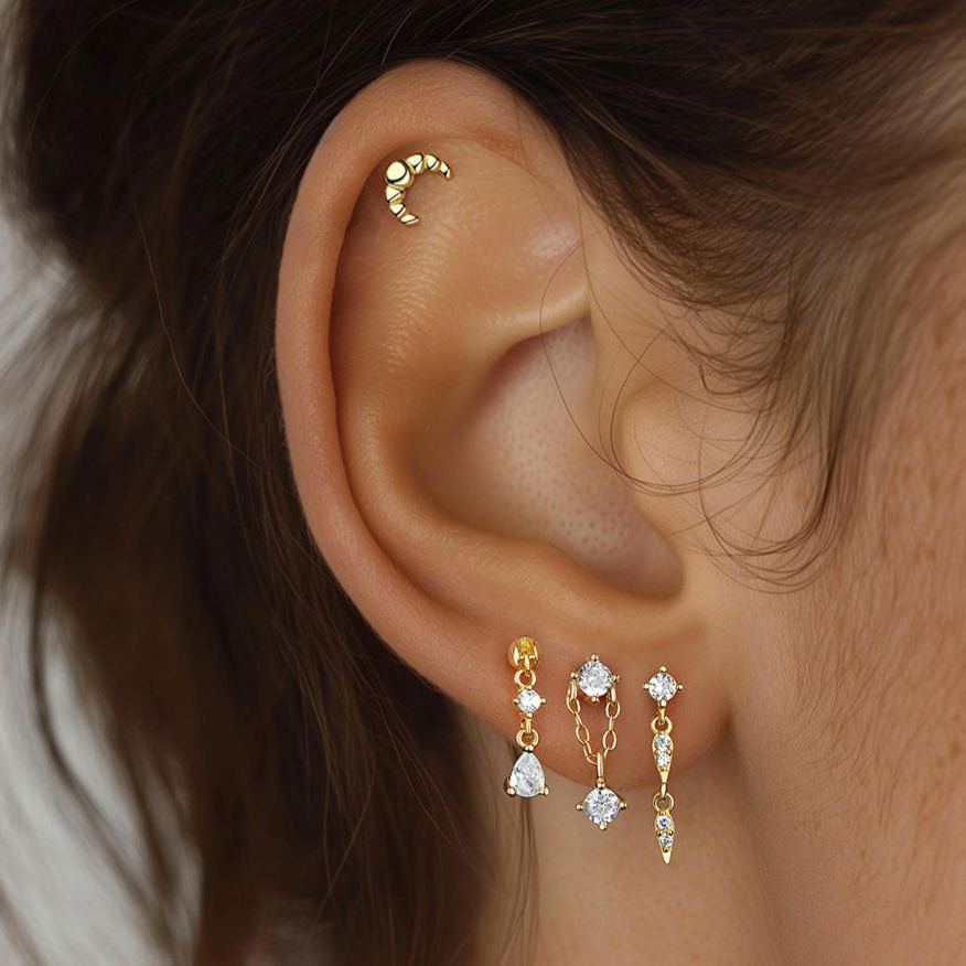 S925 Sterling Silver Flat-Back Zircon Stud Earrings