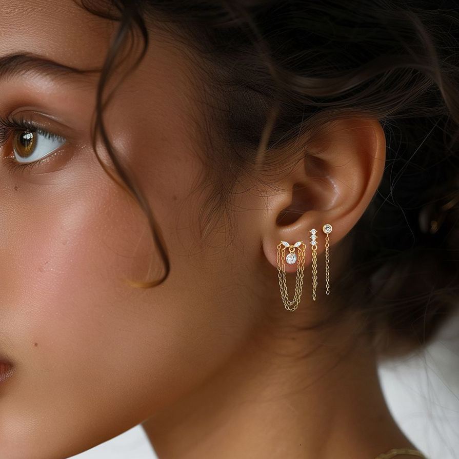 S925 Sterling Silver Flat-Back Zircon Stud Earrings