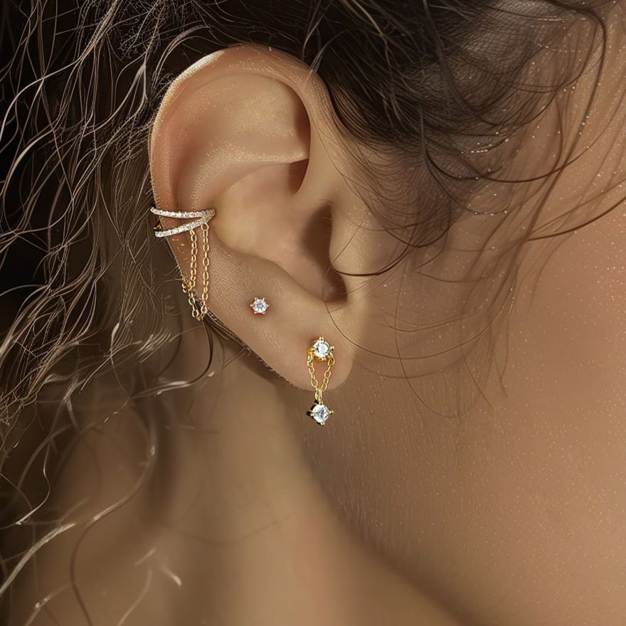 S925 Sterling Silver Stud Earrings with Zirconia