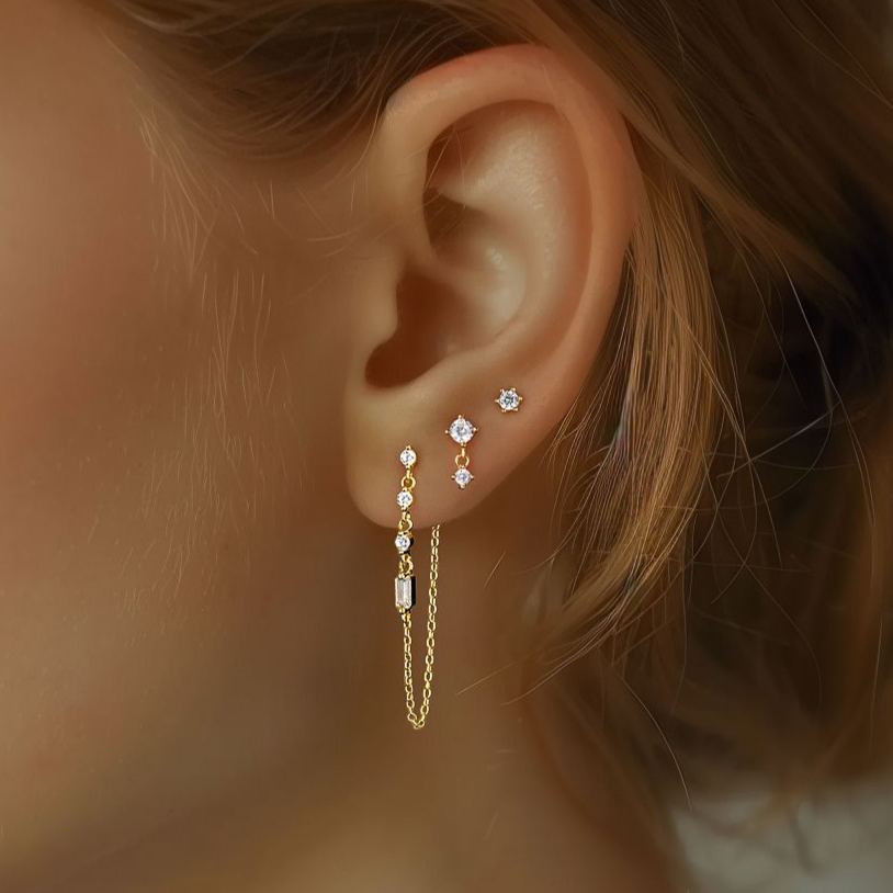S925 Sterling Silver Zircon Stud Earrings