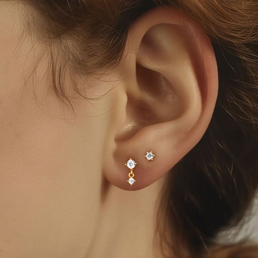 S925 Sterling Silver Zircon Stud Earrings