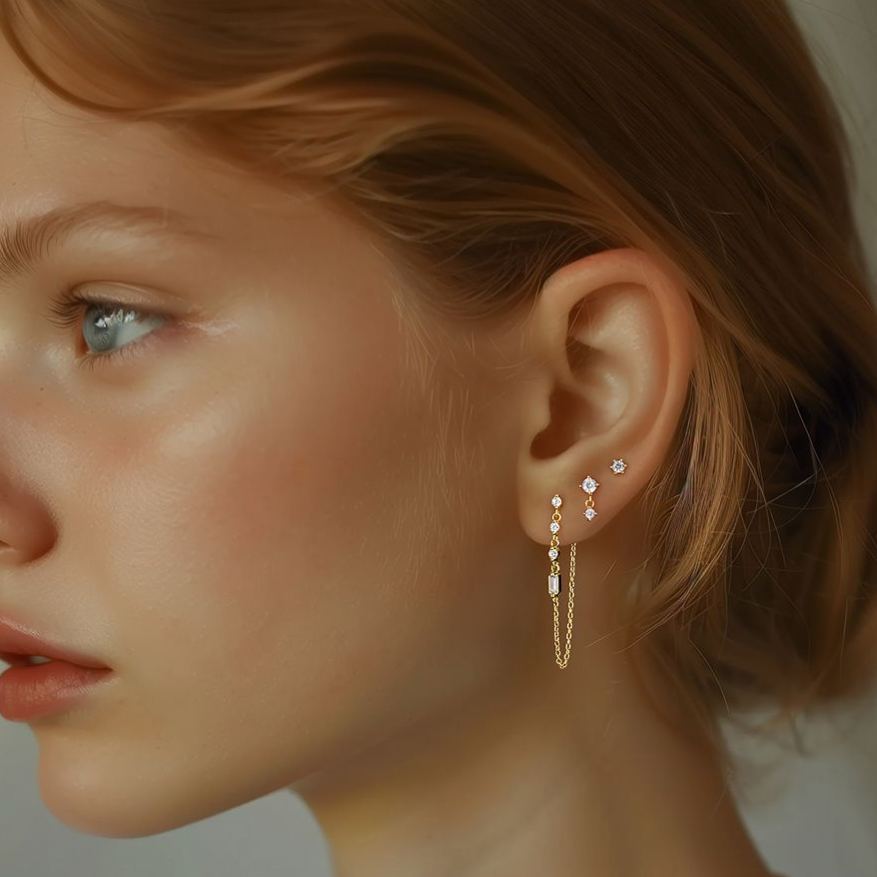 S925 Sterling Silver Zircon Stud Earrings