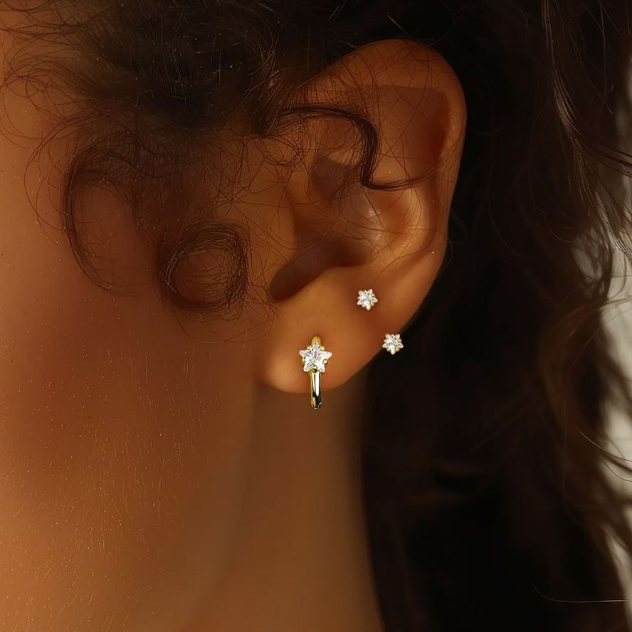 S925 Sterling Silver Zircon Stud Earrings