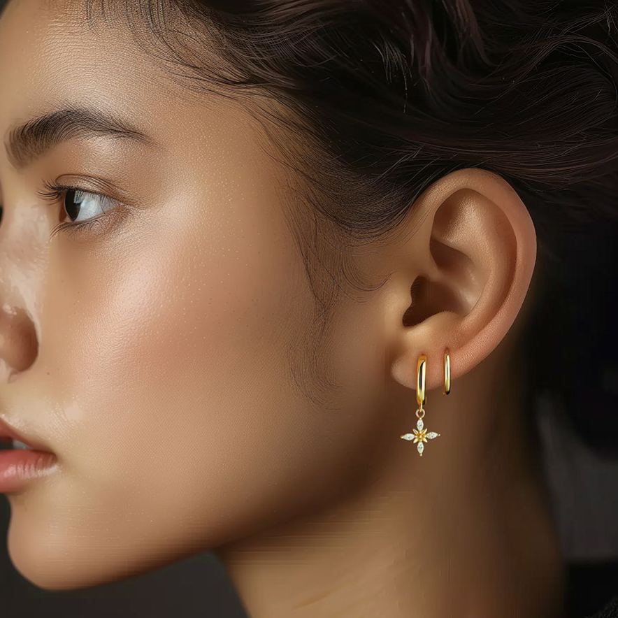 S925 sterling silver stud earrings set with zircon